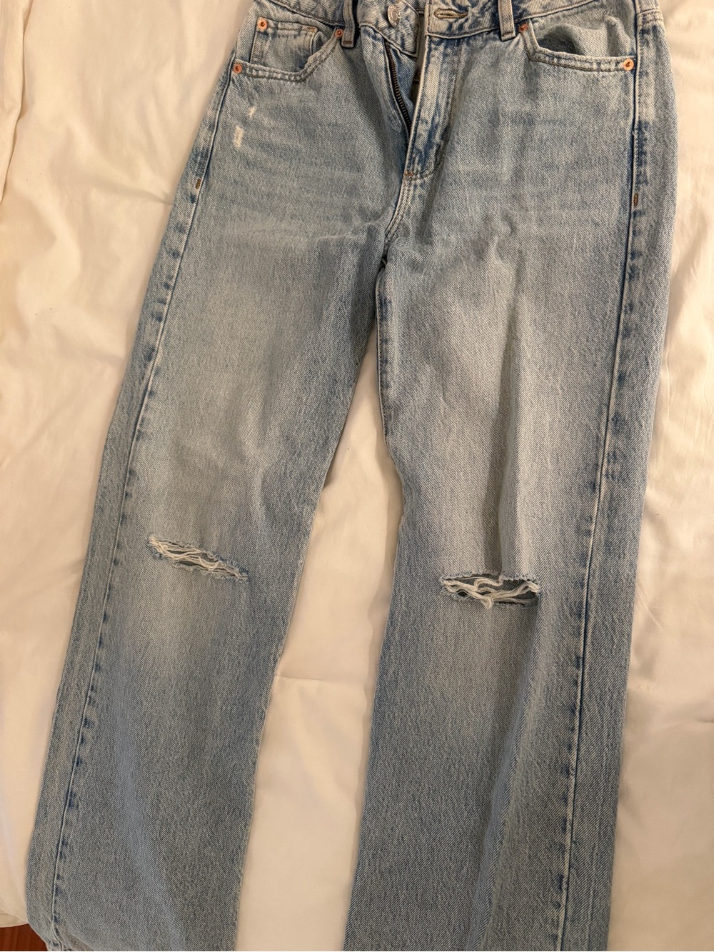 Garage Light Blue Distressed Straight-Leg Jeans